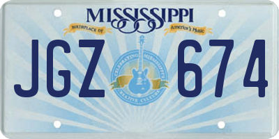 MS license plate JGZ674