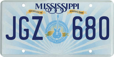 MS license plate JGZ680