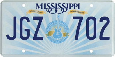 MS license plate JGZ702