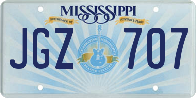 MS license plate JGZ707