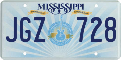 MS license plate JGZ728