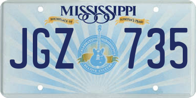 MS license plate JGZ735