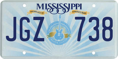 MS license plate JGZ738