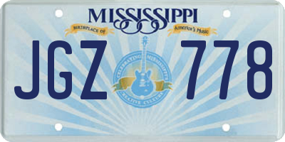 MS license plate JGZ778