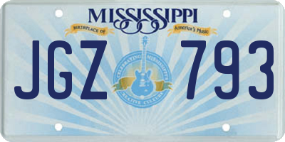 MS license plate JGZ793