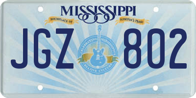 MS license plate JGZ802