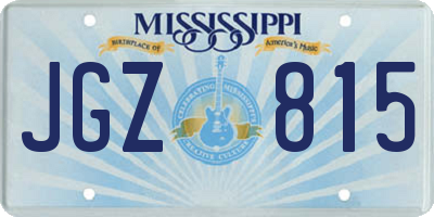 MS license plate JGZ815