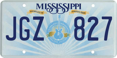 MS license plate JGZ827