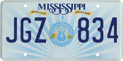 MS license plate JGZ834