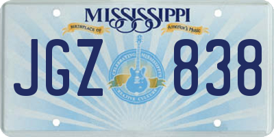 MS license plate JGZ838