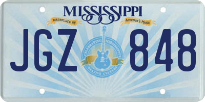 MS license plate JGZ848