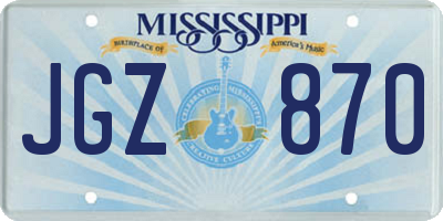 MS license plate JGZ870