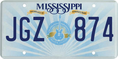 MS license plate JGZ874