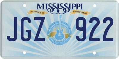 MS license plate JGZ922