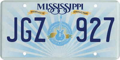 MS license plate JGZ927