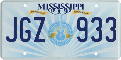 MS license plate JGZ933