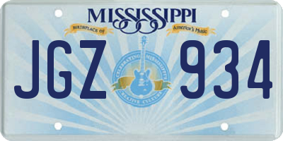 MS license plate JGZ934