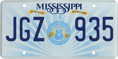 MS license plate JGZ935