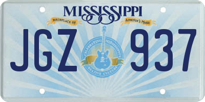 MS license plate JGZ937
