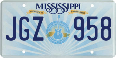 MS license plate JGZ958