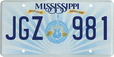 MS license plate JGZ981