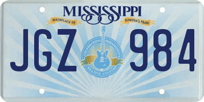 MS license plate JGZ984