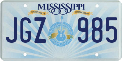 MS license plate JGZ985