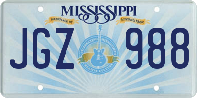 MS license plate JGZ988