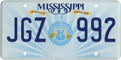 MS license plate JGZ992