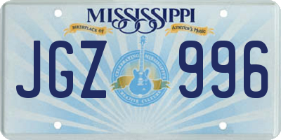 MS license plate JGZ996