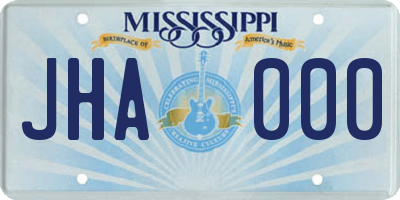 MS license plate JHA000