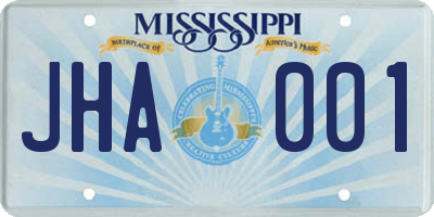 MS license plate JHA001