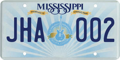 MS license plate JHA002