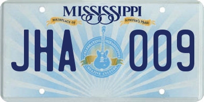 MS license plate JHA009