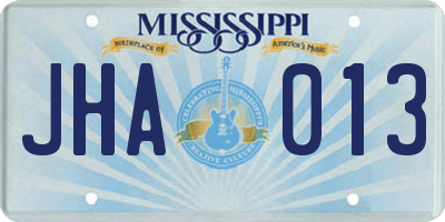 MS license plate JHA013