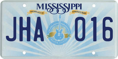 MS license plate JHA016