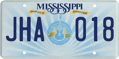 MS license plate JHA018