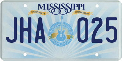 MS license plate JHA025