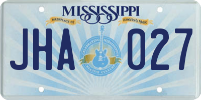 MS license plate JHA027