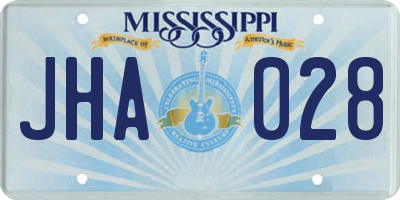 MS license plate JHA028