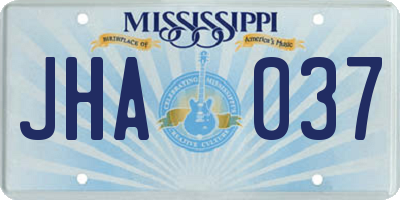 MS license plate JHA037