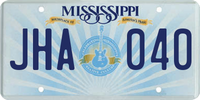 MS license plate JHA040