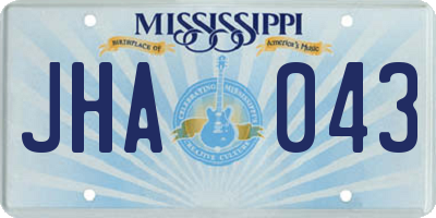 MS license plate JHA043