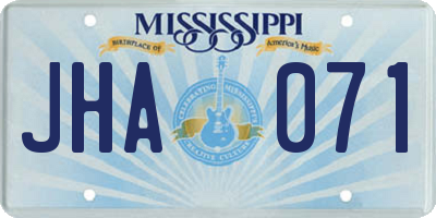 MS license plate JHA071