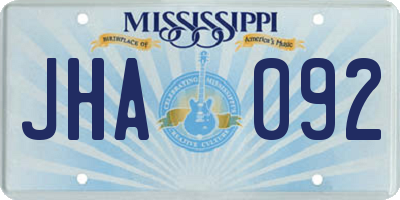 MS license plate JHA092