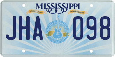 MS license plate JHA098