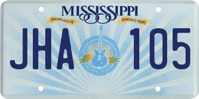 MS license plate JHA105