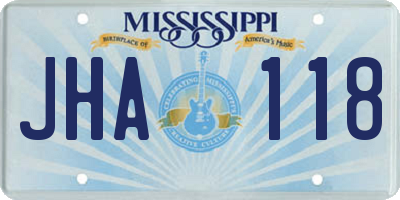 MS license plate JHA118
