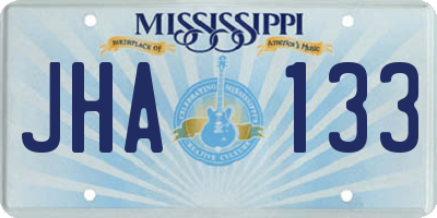 MS license plate JHA133