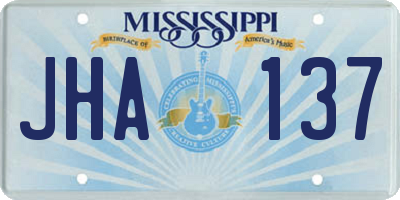 MS license plate JHA137